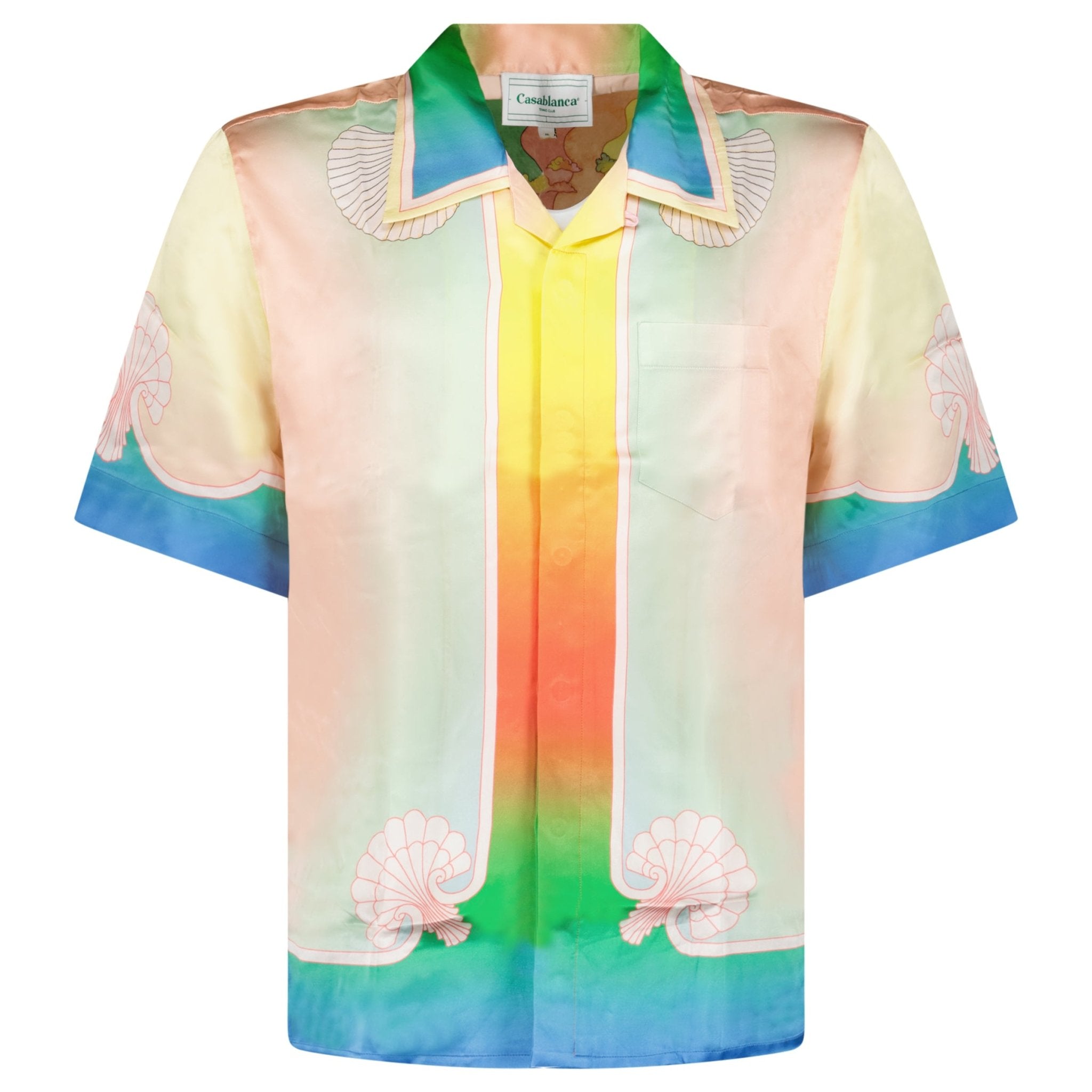 Casablanca Printed 'Lucid Dreams' Short-Sleeve Silk Shirt in Multicolour