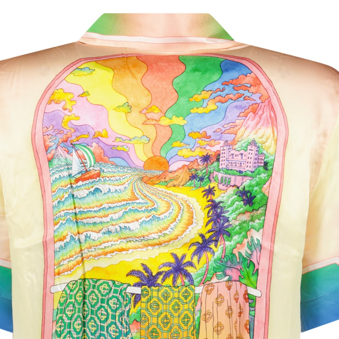 Casablanca Printed 'Lucid Dreams' Short-Sleeve Silk Shirt in Multicolour