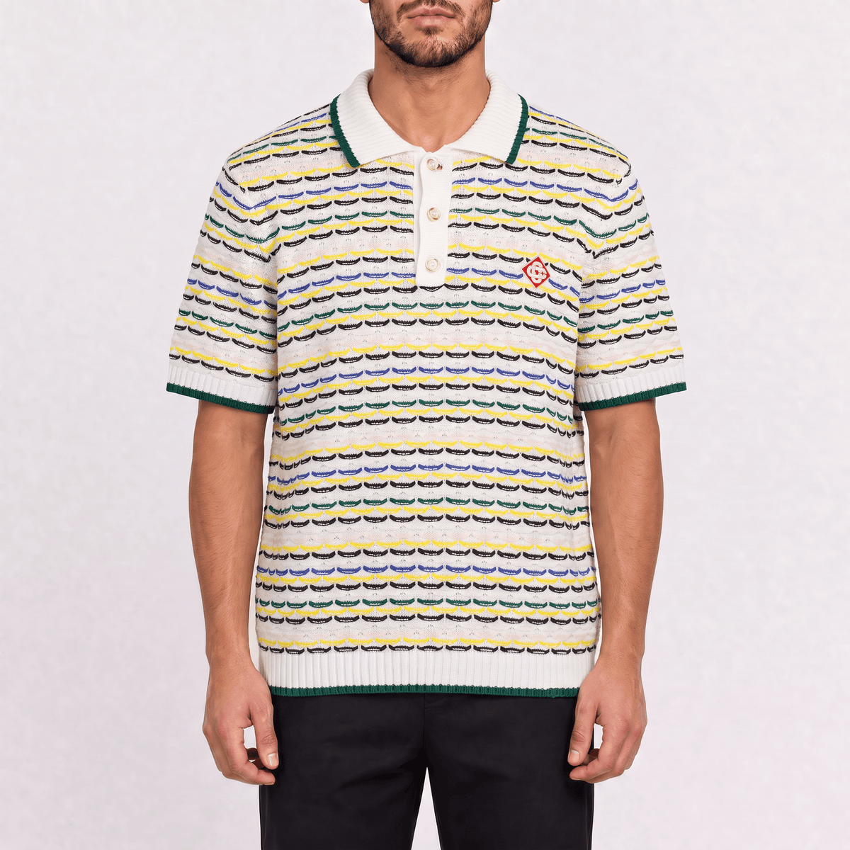 Casablanca Short Sleeve Polo Shirt in Multi Colour