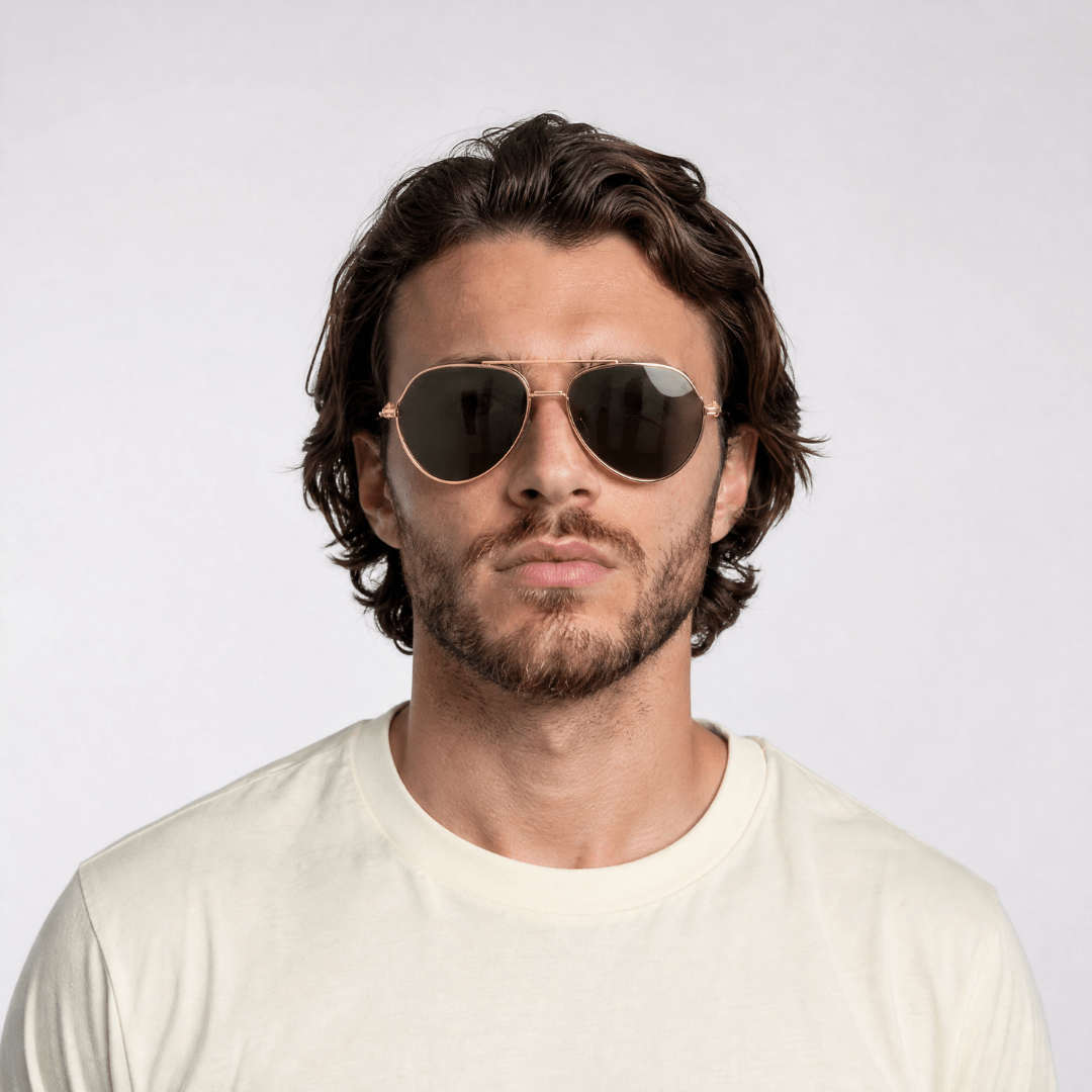 Casablanca Stainless Steel Aviator Sunglasses gold