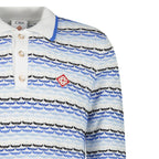 Casablanca Striped Logo-Appliqué Polo Shirt in Blue