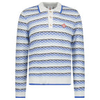Casablanca Striped Logo-Appliqué Polo Shirt in Blue