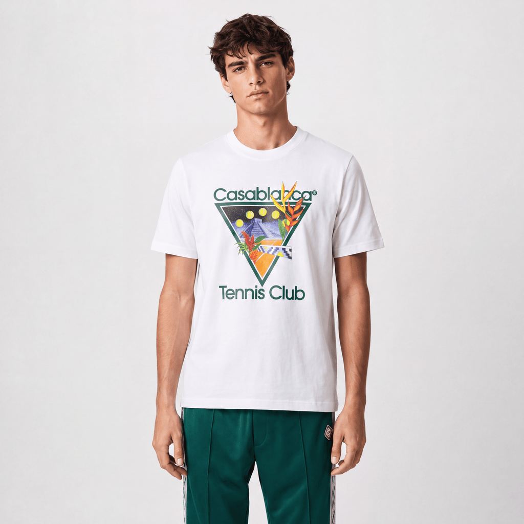 Casablanca Tennis Club Graphic-Print T-Shirt in White