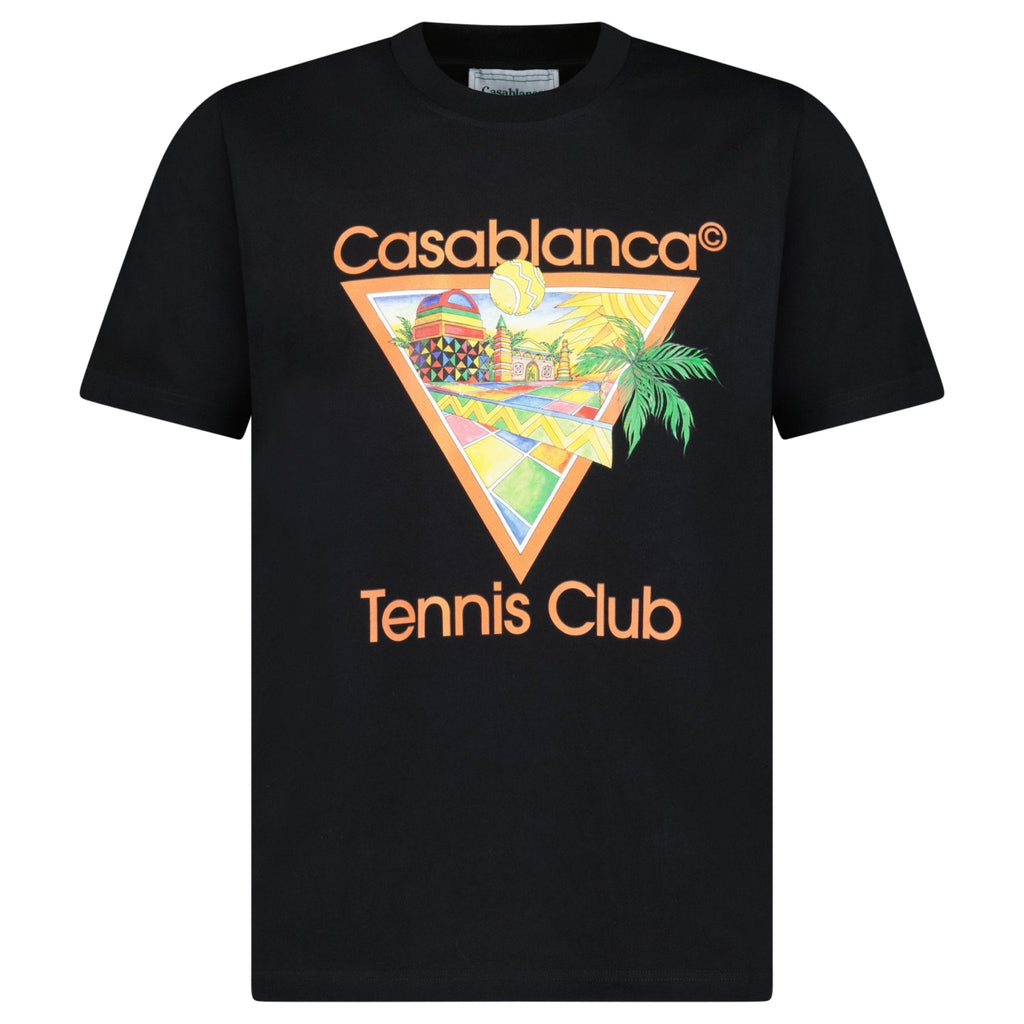 Casablanca "Tennis Club Icon Pastelle" Printed T-Shirt in Black