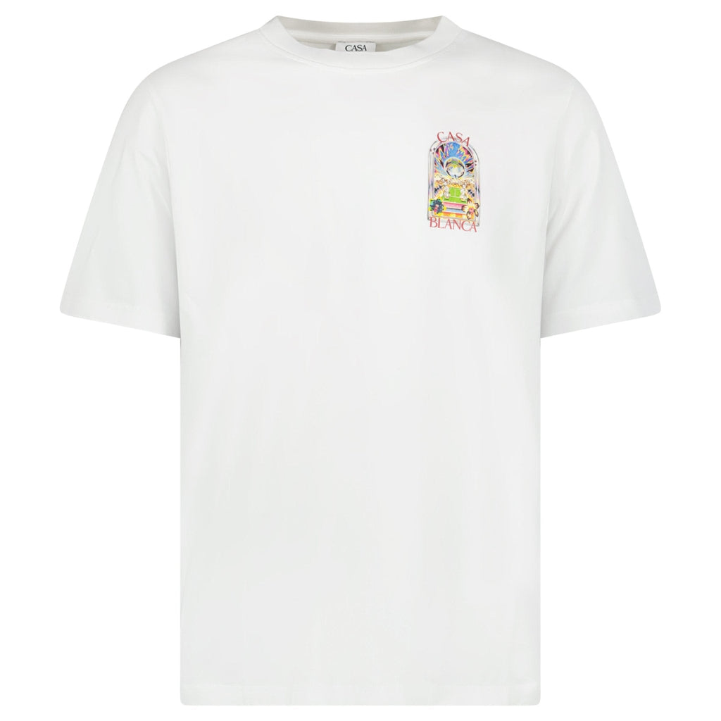Casablanca Tennis Landscape Short Sleeve T-Shirt in White
