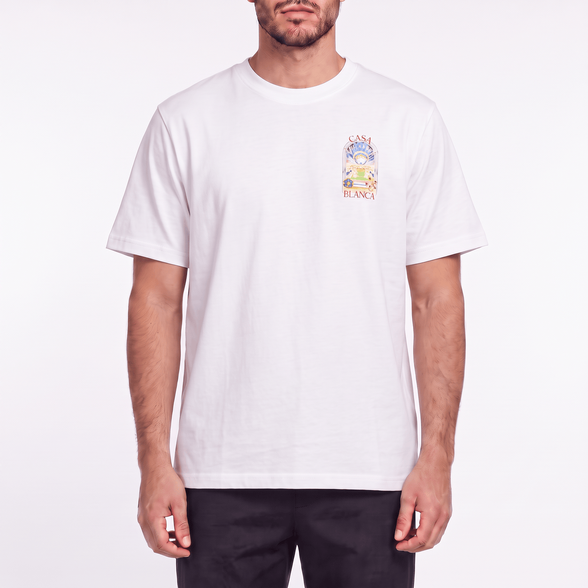 Casablanca Tennis Landscape Short Sleeve T-Shirt in White