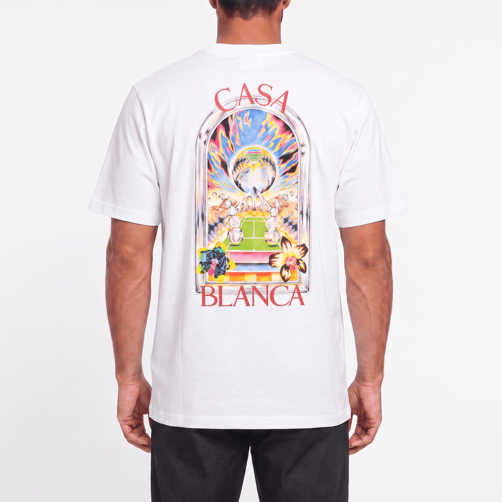 Casablanca Tennis Landscape Short Sleeve T-Shirt in White