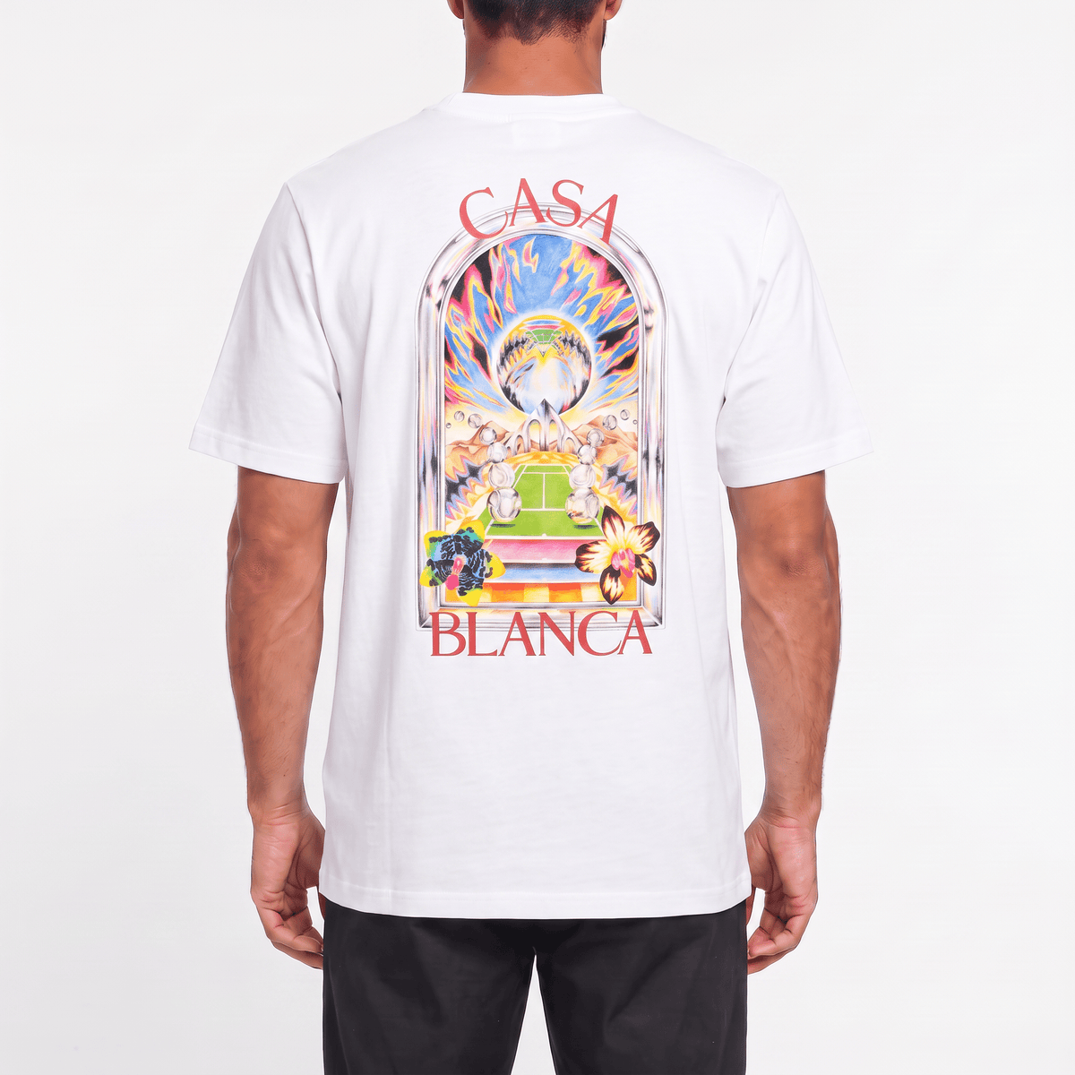 Casablanca Tennis Landscape Short Sleeve T-Shirt in White