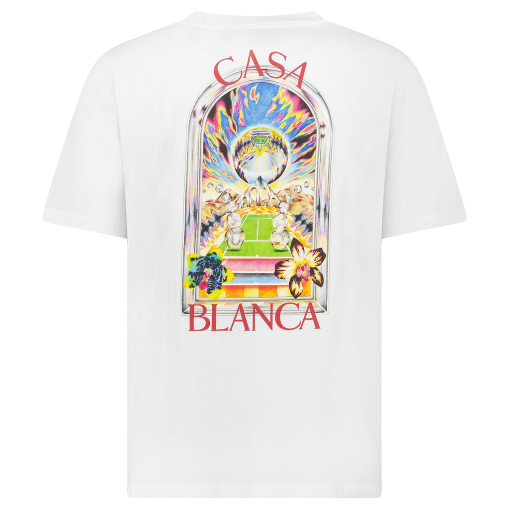 Casablanca Tennis Landscape Short Sleeve T-Shirt in White