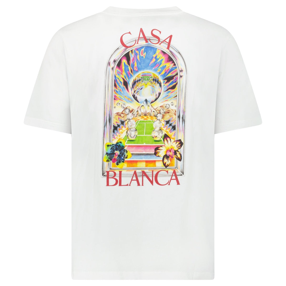 Casablanca Tennis Landscape Short Sleeve T-Shirt in White
