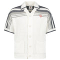 Casablanca Tennis Striped Crochet Short Sleeve Shirt in White/Grey