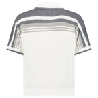 Casablanca Tennis Striped Crochet Short Sleeve Shirt in White/Grey