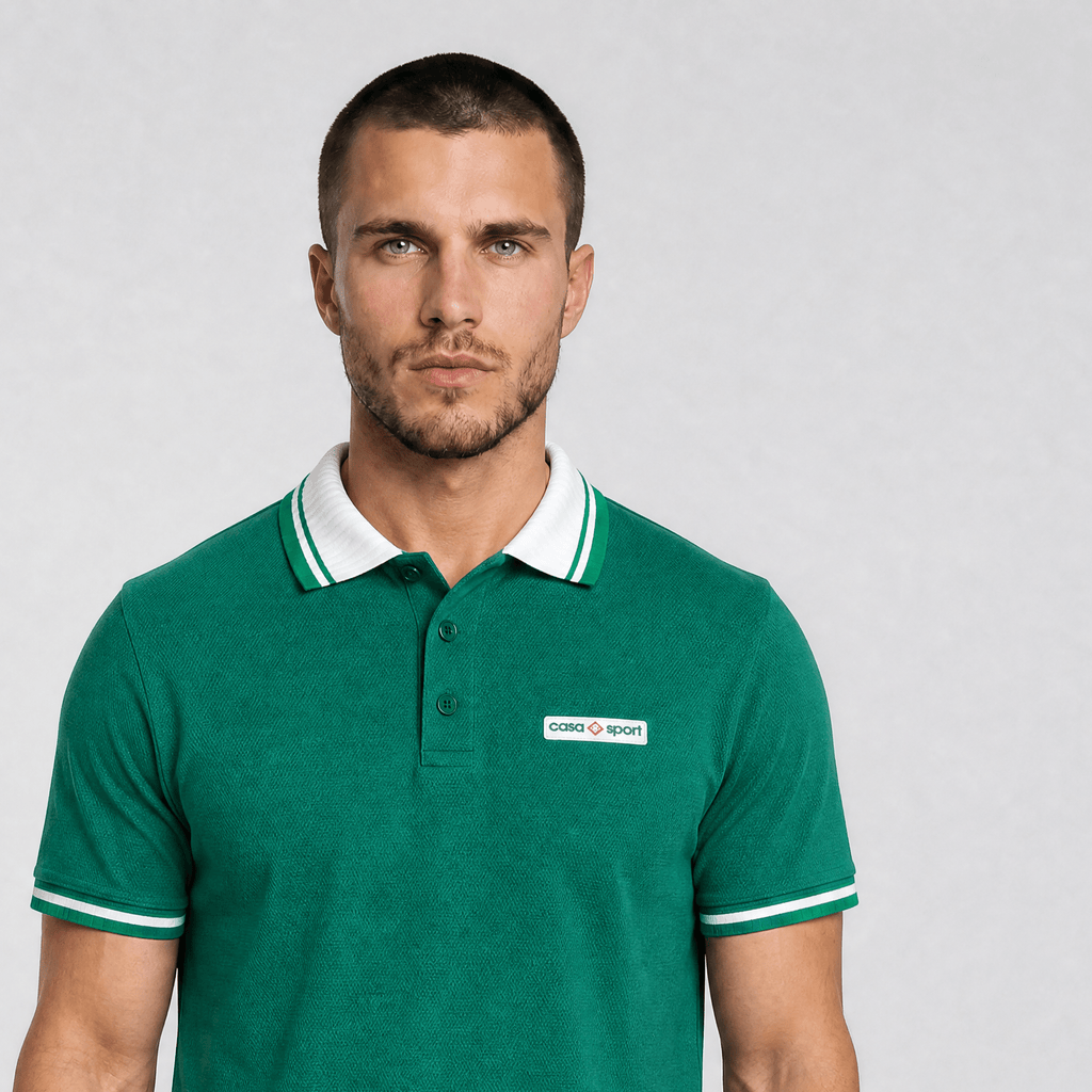 Casablanca Textured Polo Shirt Evergreen