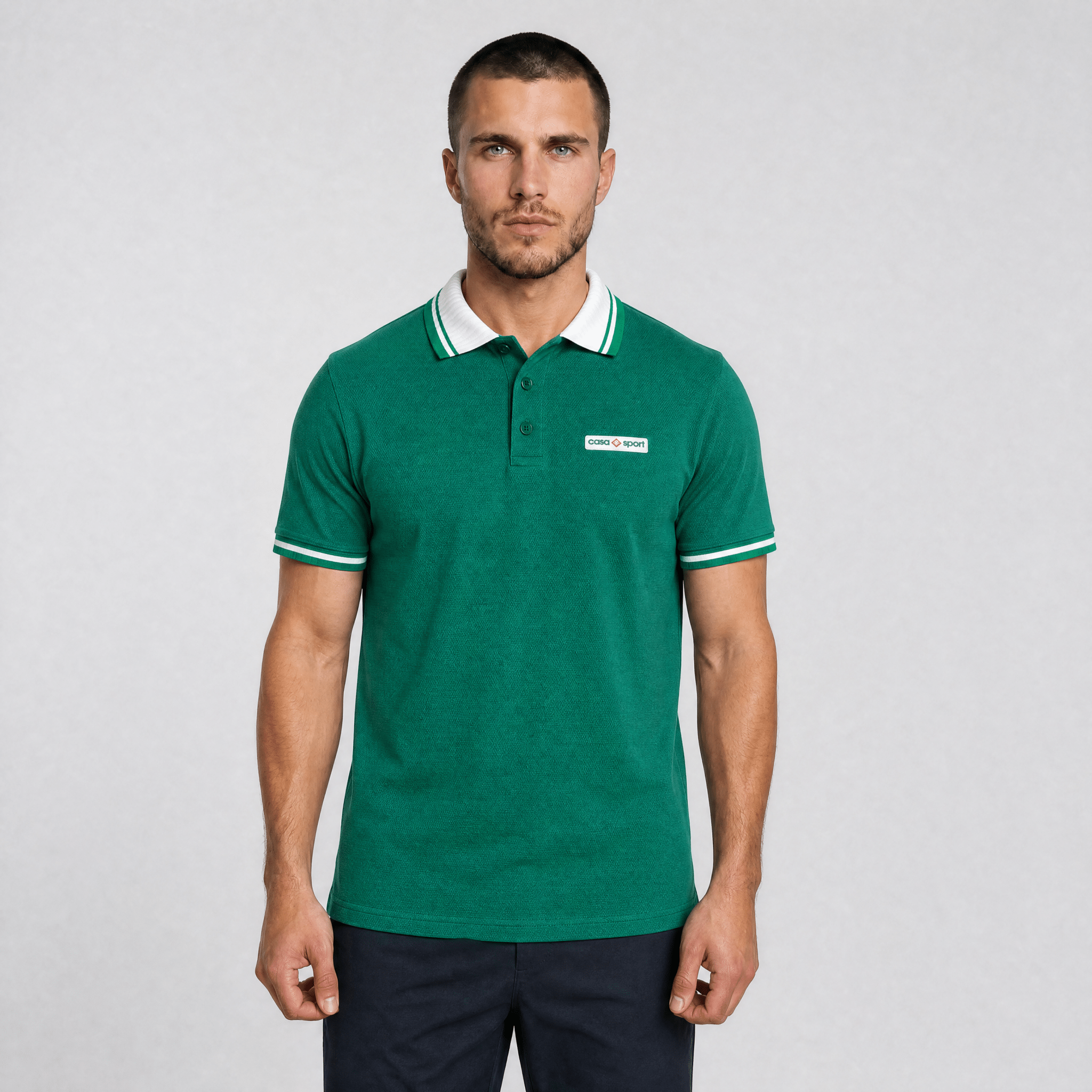 Casablanca Textured Polo Shirt Evergreen