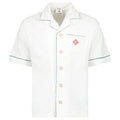 Casablanca White Towelling Monogram Short Sleeve Shirt with Green Piping