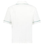 Casablanca White Towelling Monogram Short Sleeve Shirt with Green Piping