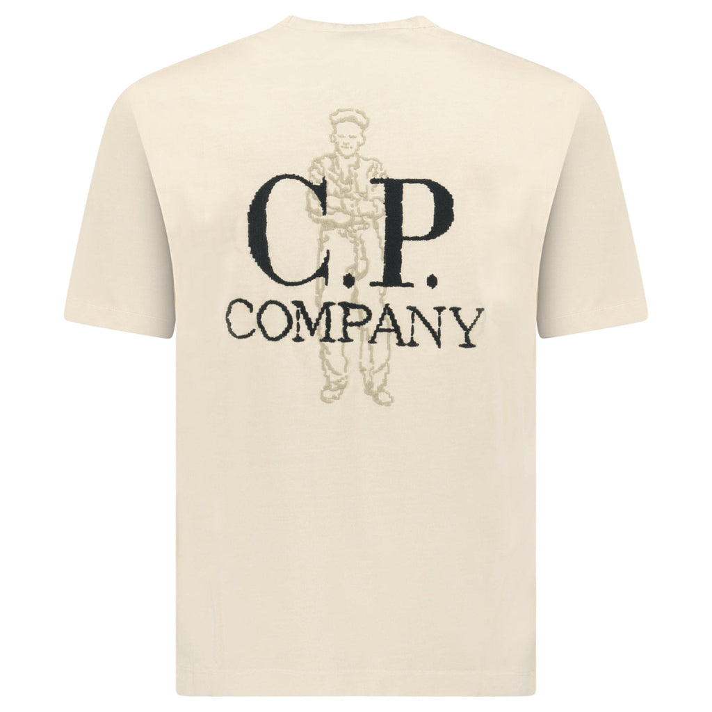 CP Company 1020 Jersey Short Sleeve Embroidery T-Shirt in Beige