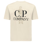 CP Company 1020 Jersey Short Sleeve Embroidery T-Shirt in Beige