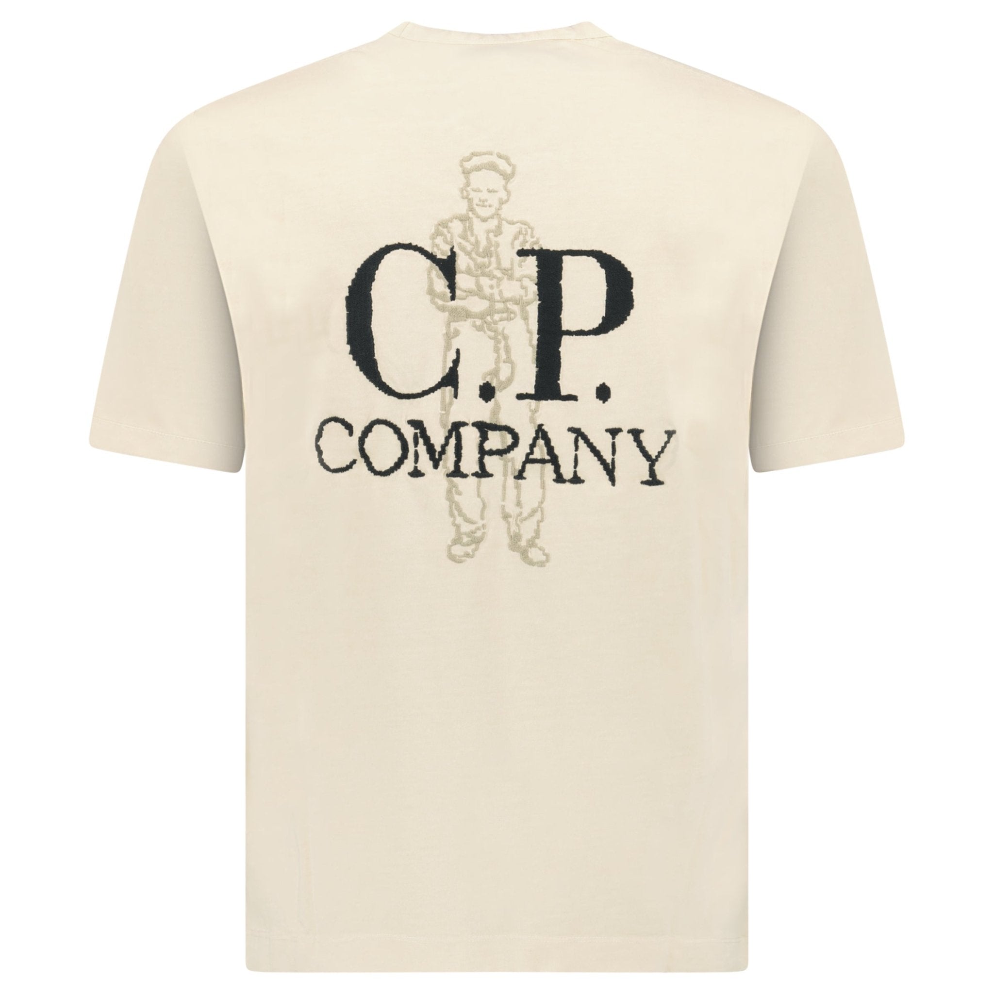 CP Company 1020 Jersey Short Sleeve Embroidery T-Shirt in Beige