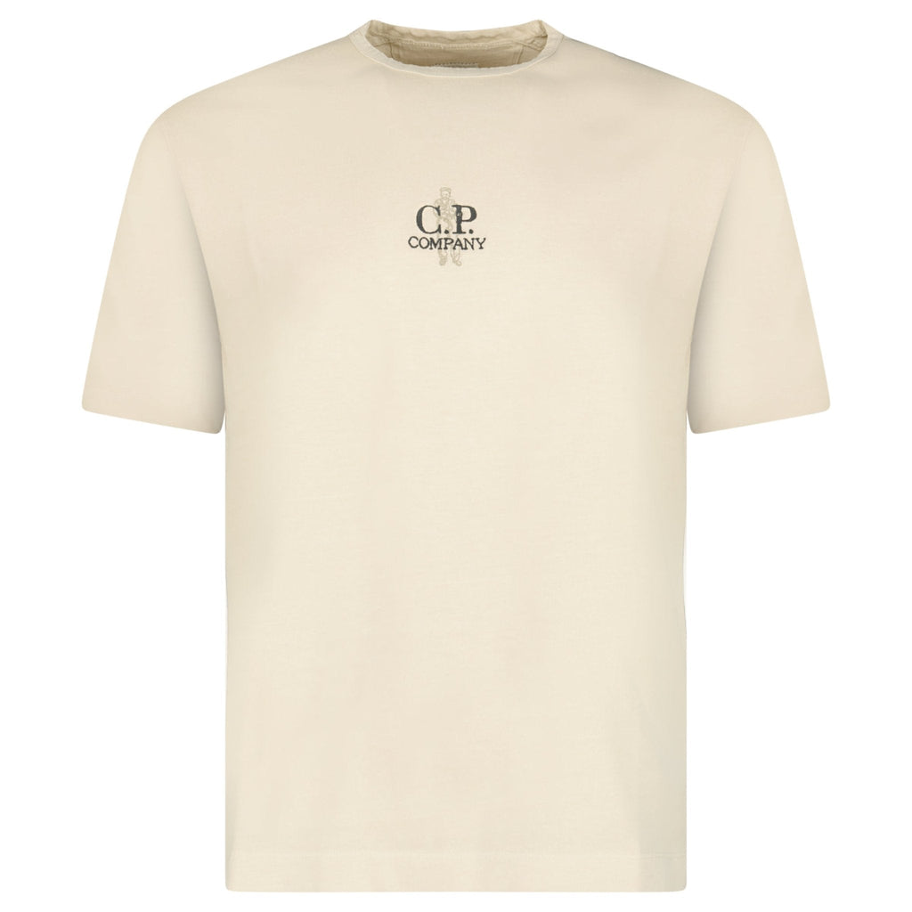 CP Company 1020 Jersey Short Sleeve Embroidery T-Shirt in Beige