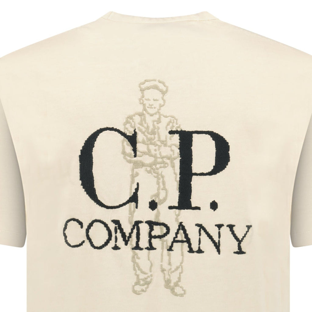 CP Company 1020 Jersey Short Sleeve Embroidery T-Shirt in Beige