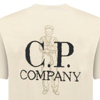 CP Company 1020 Jersey Short Sleeve Embroidery T-Shirt in Beige