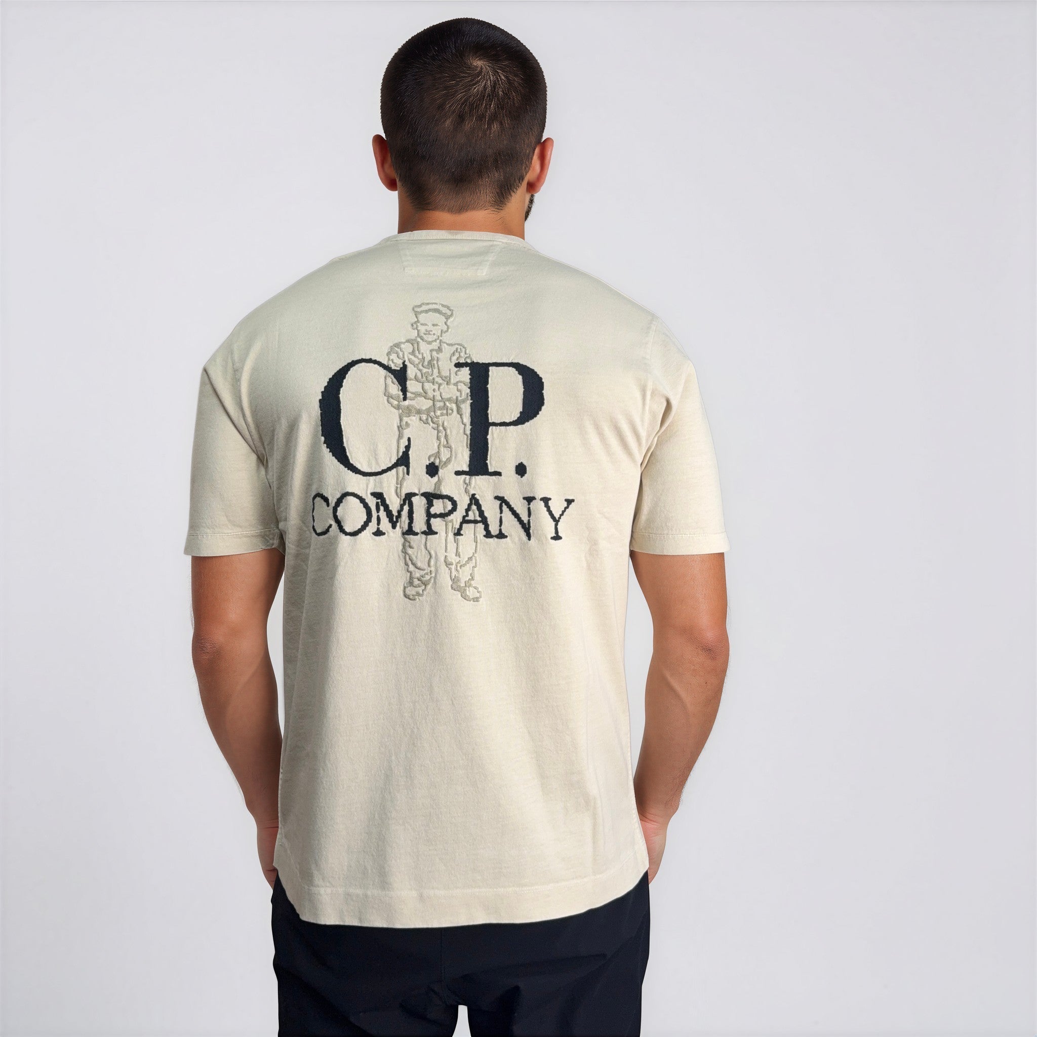 CP Company 1020 Jersey Short Sleeve Embroidery T-Shirt in Beige