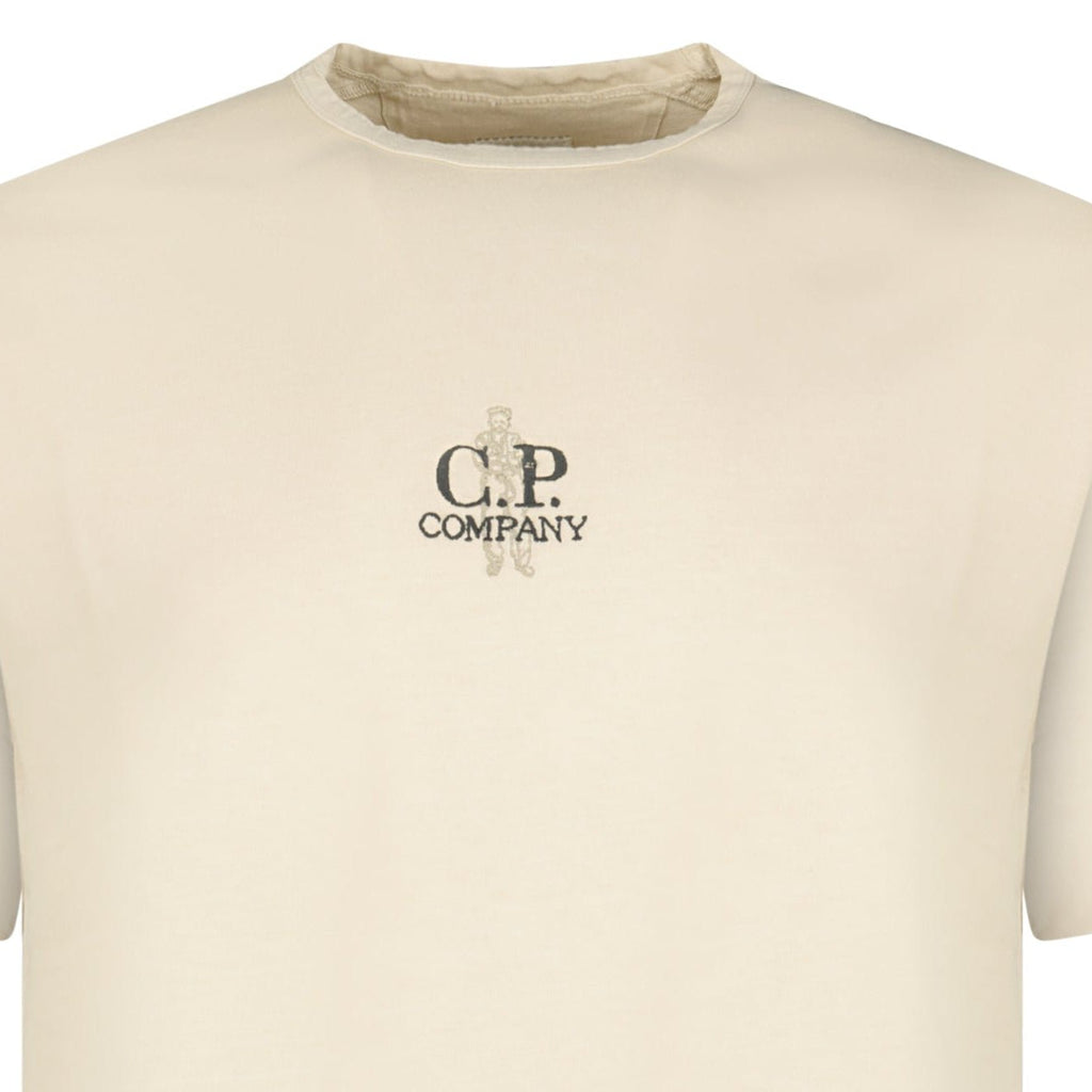 CP Company 1020 Jersey Short Sleeve Embroidery T-Shirt in Beige