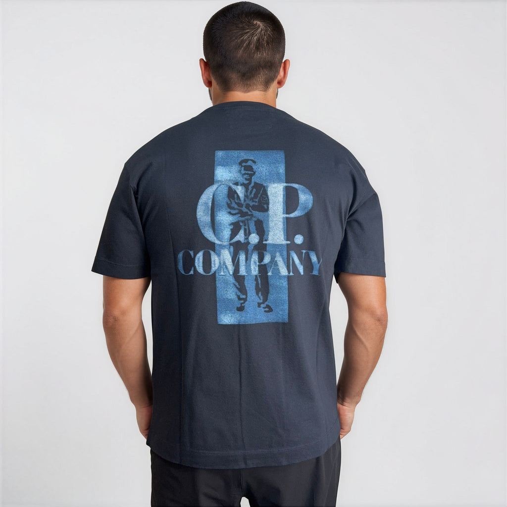 CP Company 30/1 Jersey Comfort Logo T-Shirt in Navy Blue