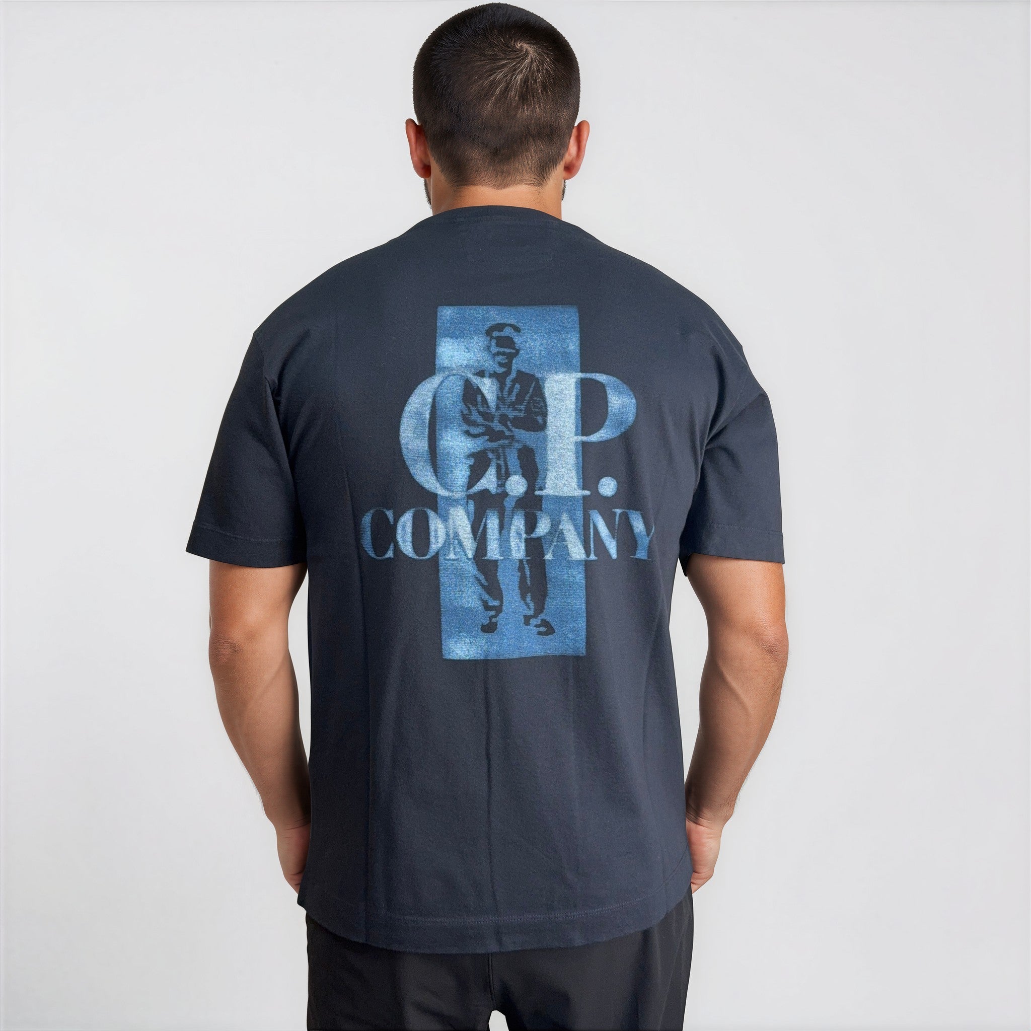 CP Company 30/1 Jersey Comfort Logo T-Shirt in Navy Blue