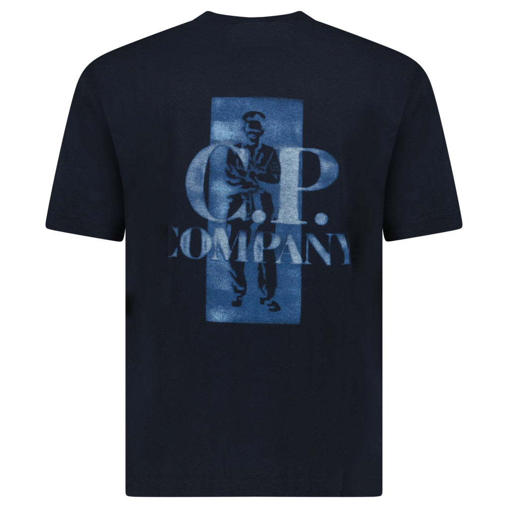 CP Company 30/1 Jersey Comfort Logo T-Shirt in Navy Blue