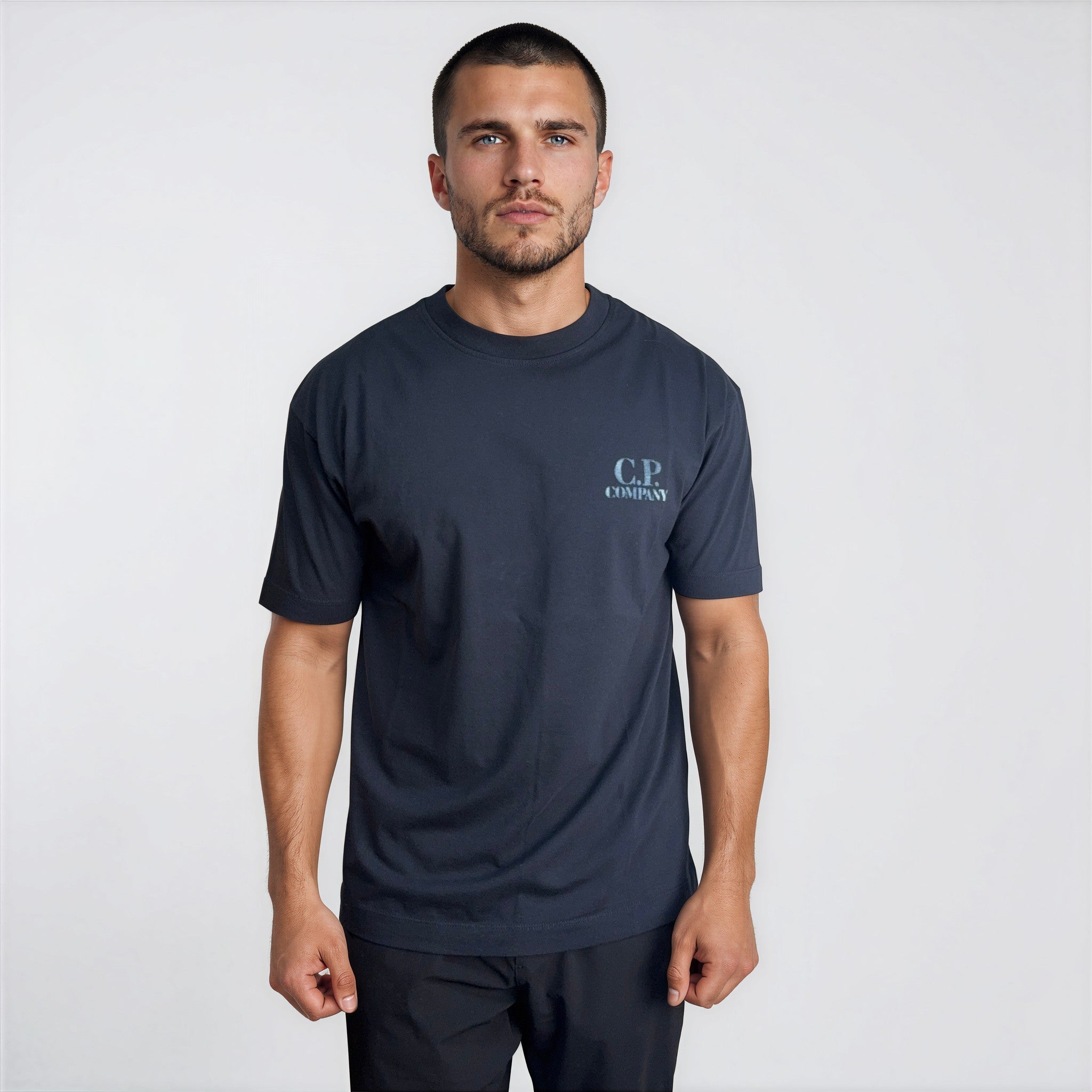 CP Company 30/1 Jersey Comfort Logo T-Shirt in Navy Blue