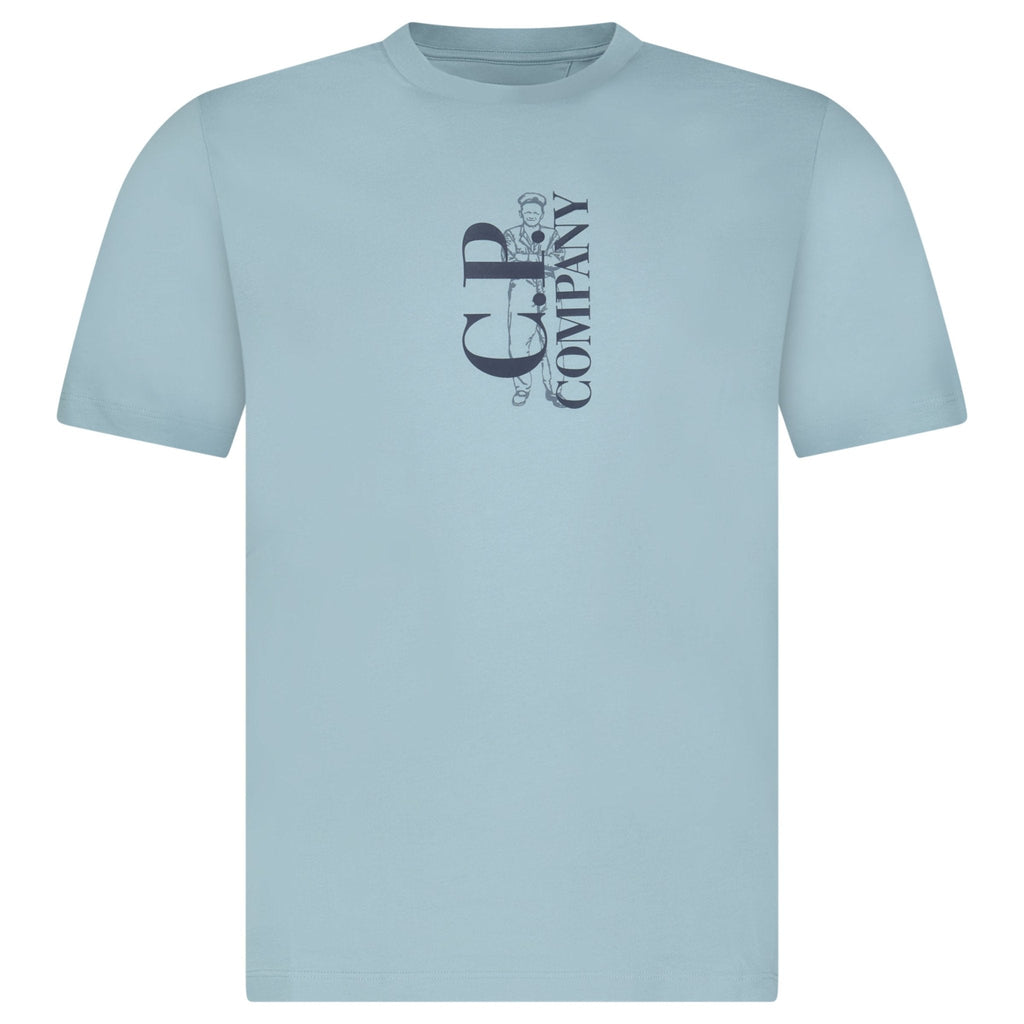 CP Company 30/1 Jersey Short Sleeve Printed T-Shirt in Blue