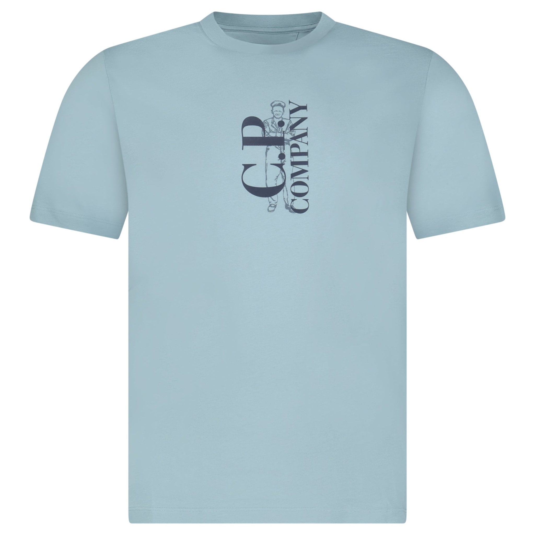 CP Company 30/1 Jersey Short Sleeve Printed T-Shirt in Blue