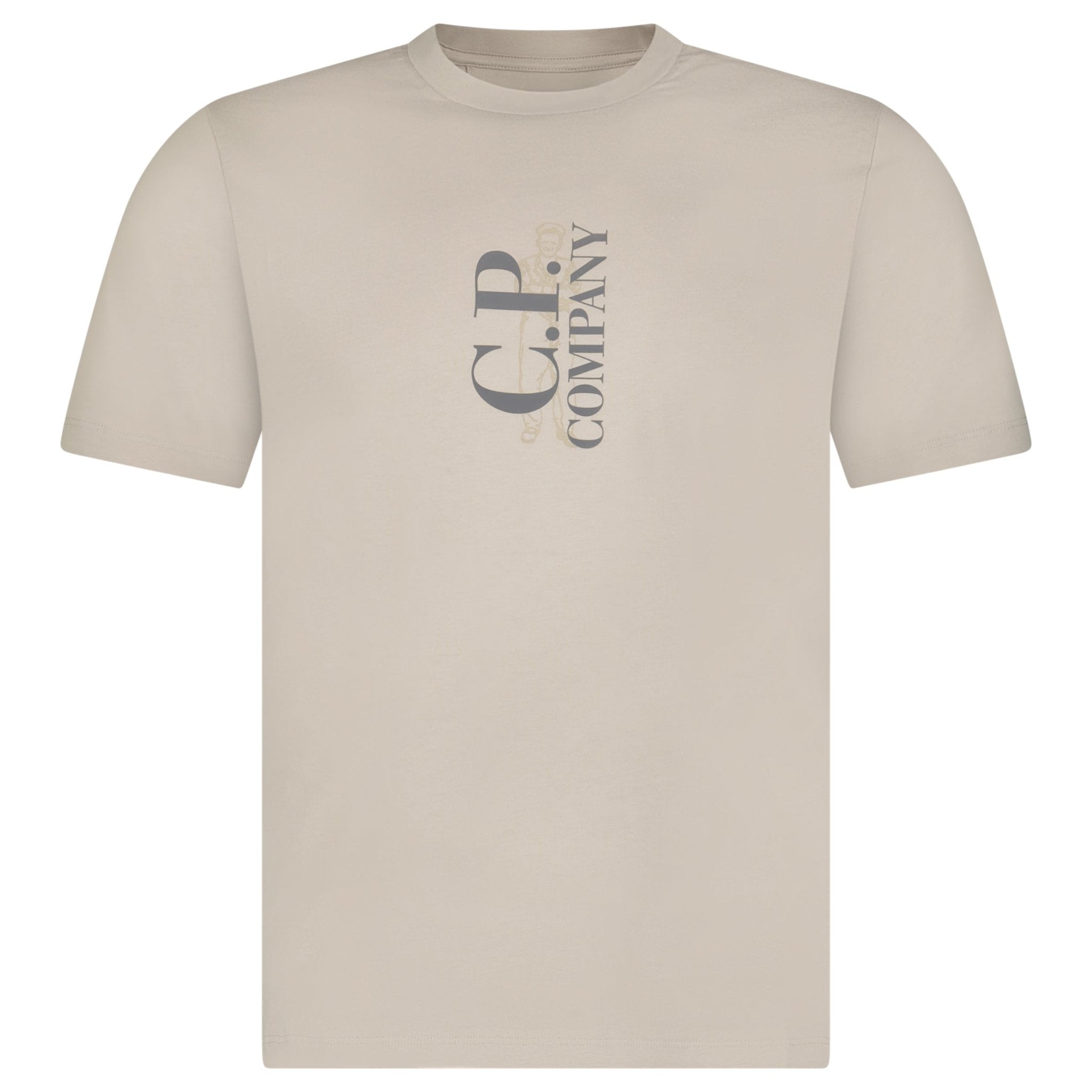 CP Company 30/1 Jersey Short Sleeve Printed T-Shirt in Dove Grey
