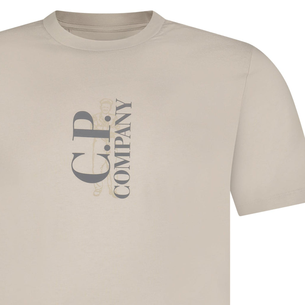CP Company 30/1 Jersey Short Sleeve Printed T-Shirt in Dove Grey