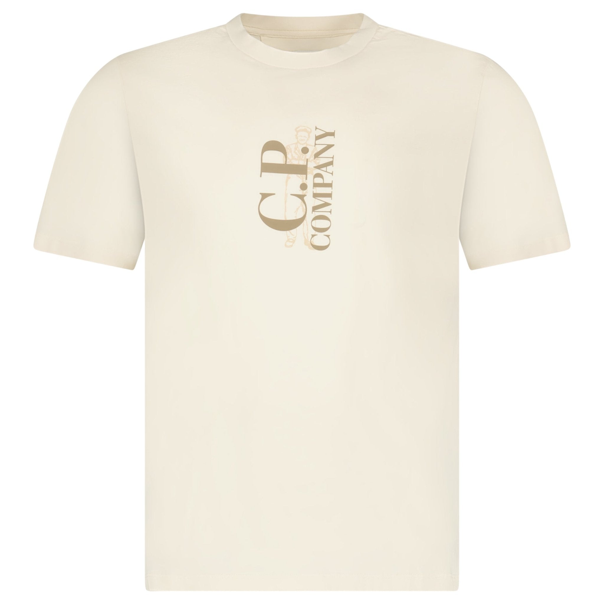 CP Company 30/1 Jersey Short Sleeve Printed T-Shirt in Gauze White