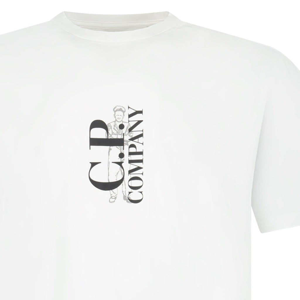CP Company 30/1 Jersey Short Sleeve Printed T-Shirt in White