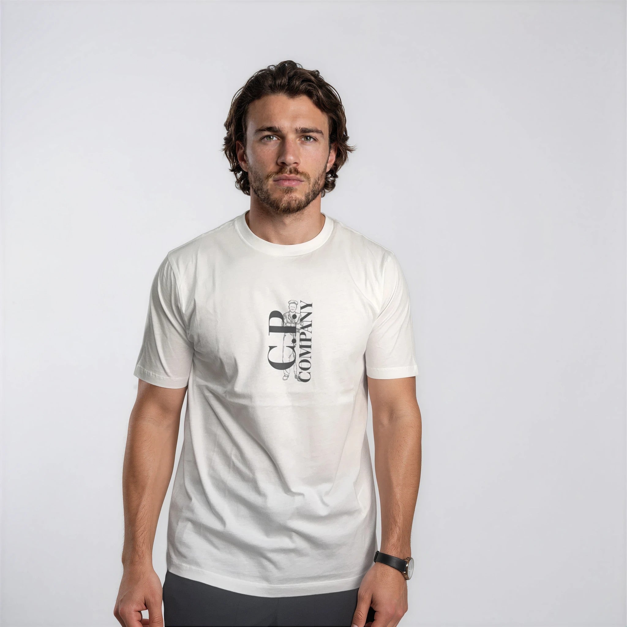 CP Company 30/1 Jersey Short Sleeve Printed T-Shirt in White