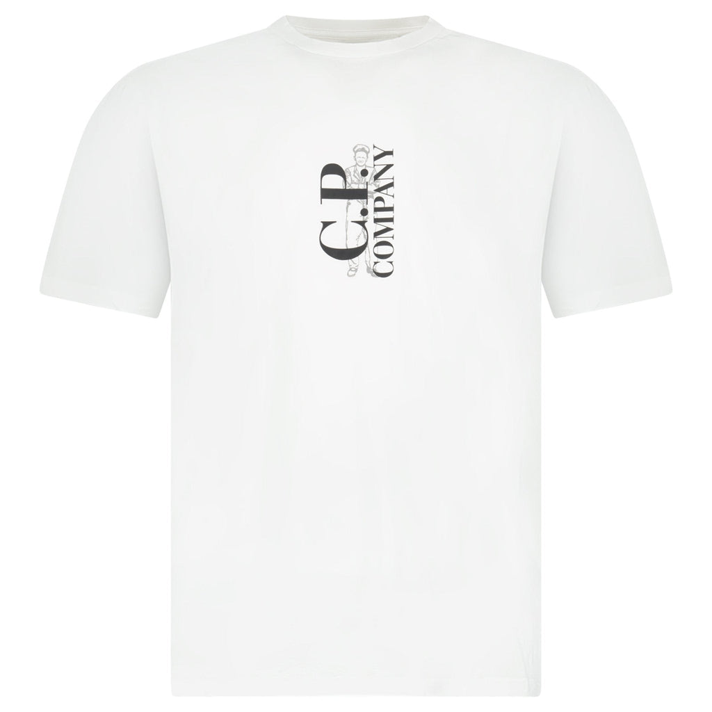 CP Company 30/1 Jersey Short Sleeve Printed T-Shirt in White