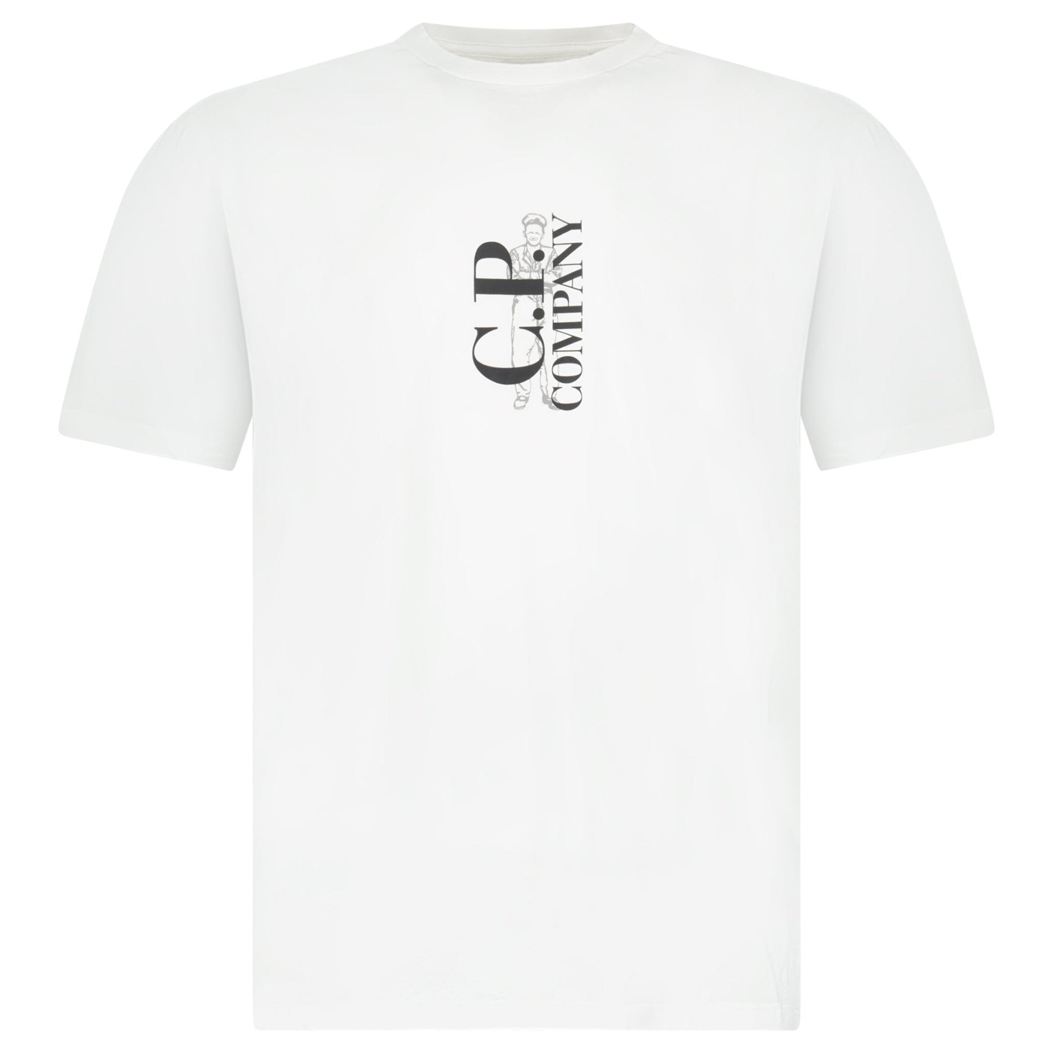 CP Company 30/1 Jersey Short Sleeve Printed T-Shirt in White
