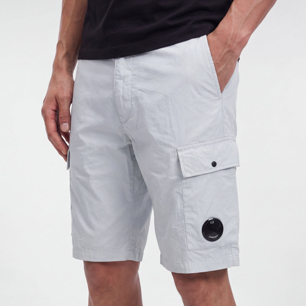 CP Company 50 Fili Lens Cargo Shorts in Blue Fox
