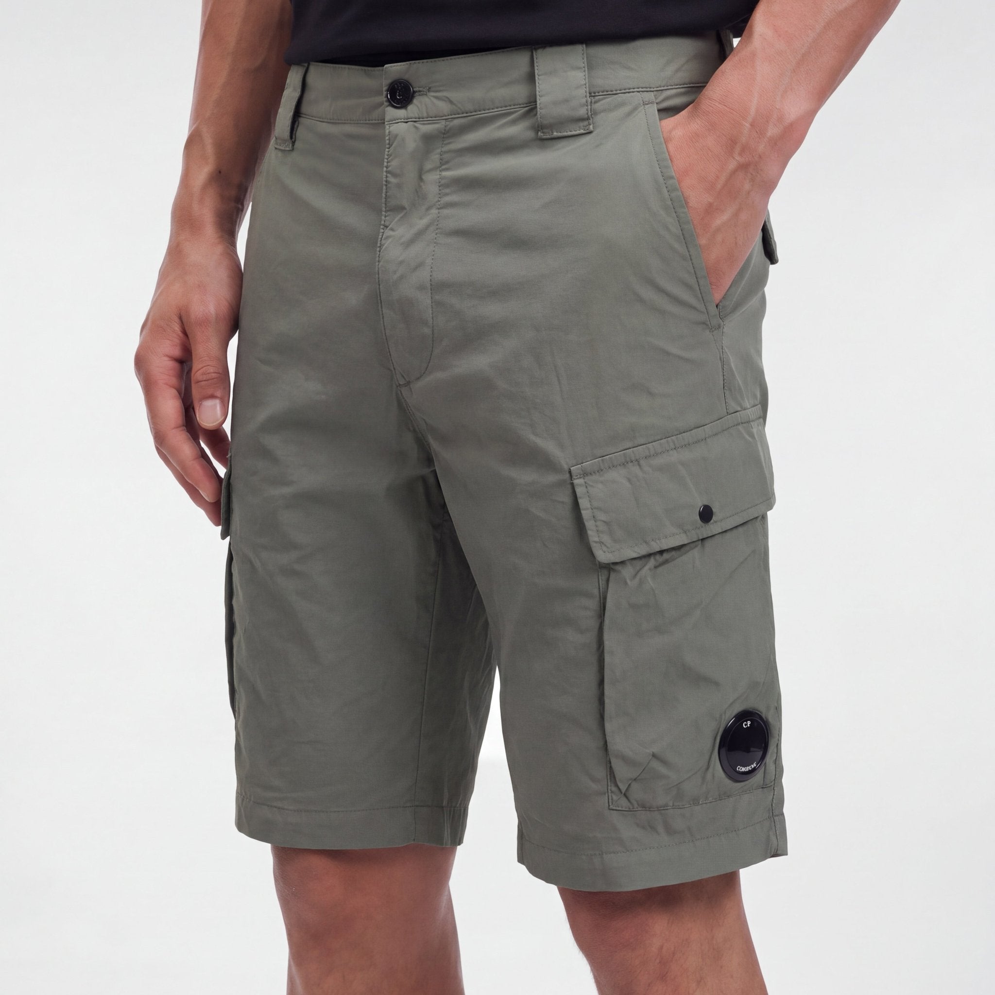 CP Company 50 Fili Lens Cargo Shorts in Thyme