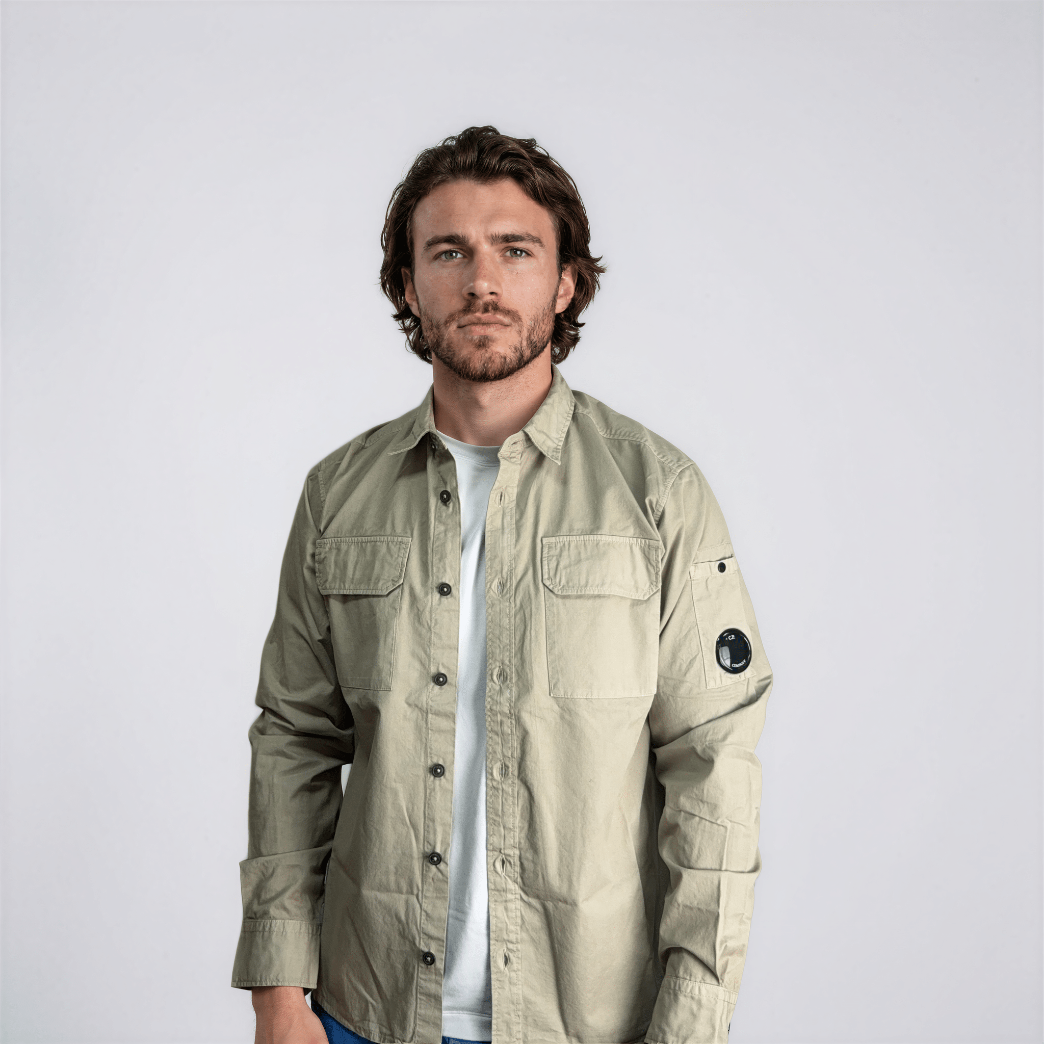 CP Company Arm Lens Overshirt in Beige