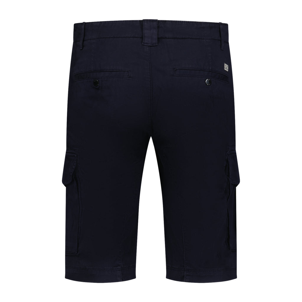 CP Company Stretch Sateen Cargo Lens Shorts in Total Eclipse