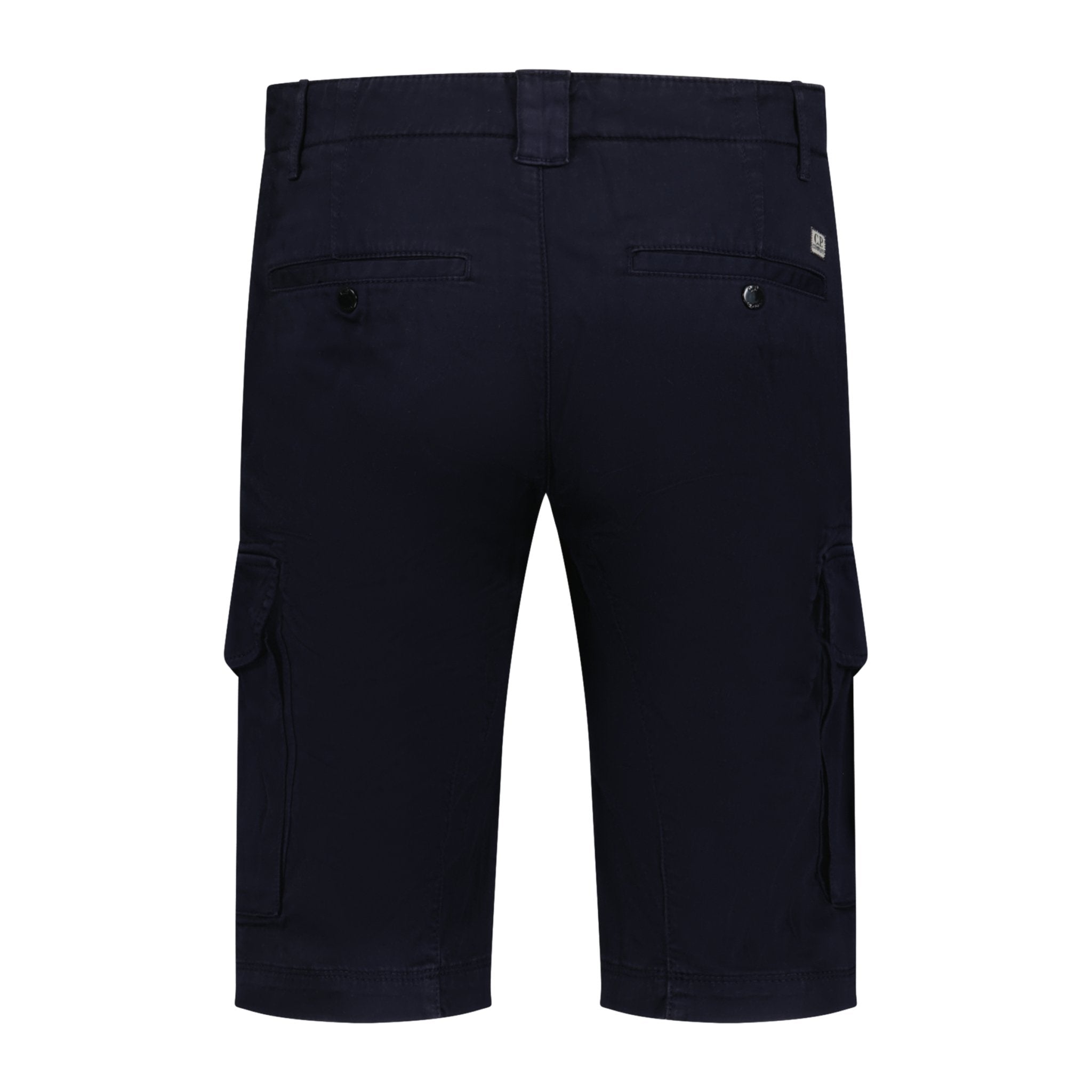 CP Company Stretch Sateen Cargo Lens Shorts in Total Eclipse