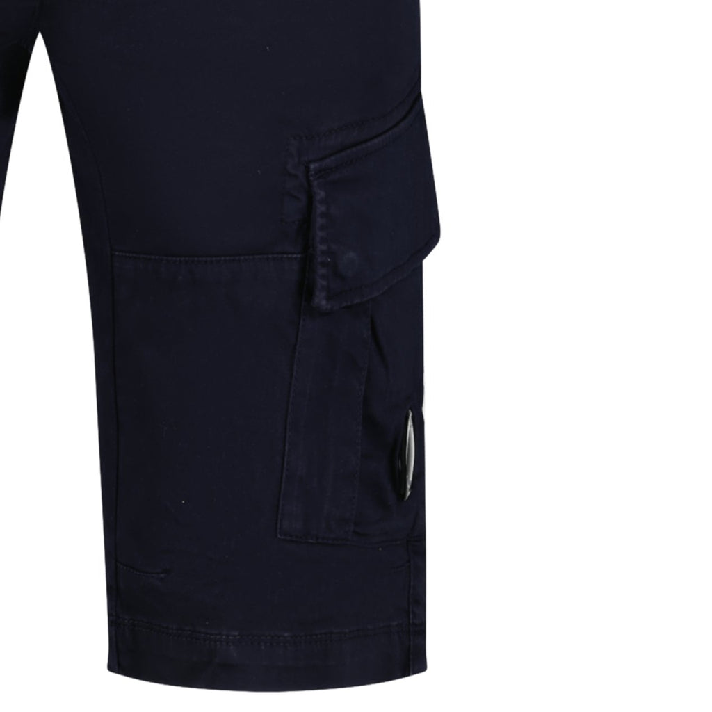 CP Company Stretch Sateen Cargo Lens Shorts in Total Eclipse