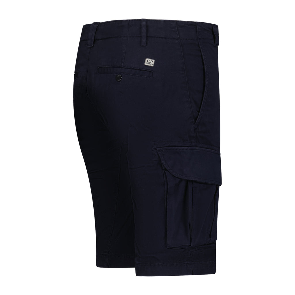 CP Company Stretch Sateen Cargo Lens Shorts in Total Eclipse