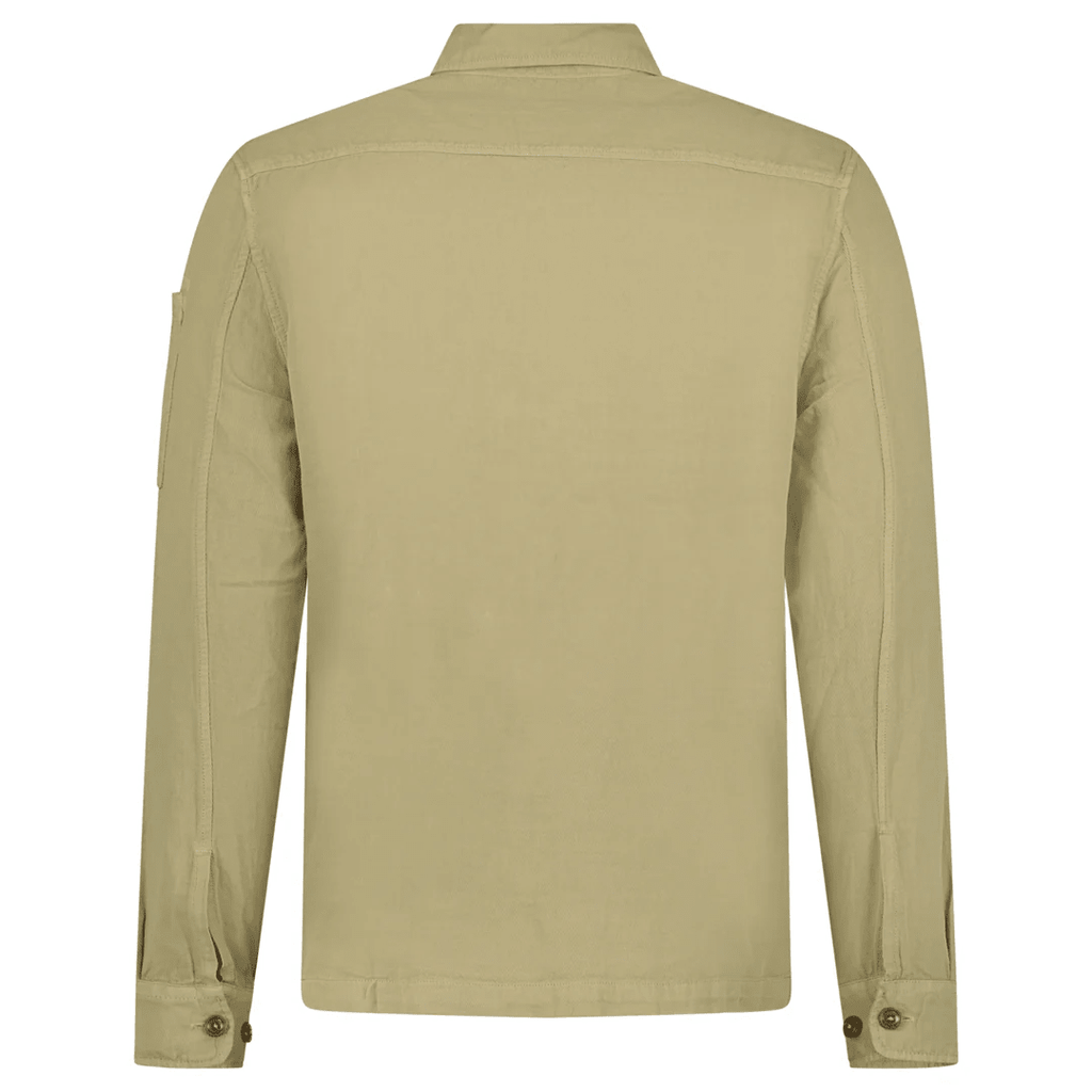 CP Company Broken Linen/Cotton Overshirt in Sage Green