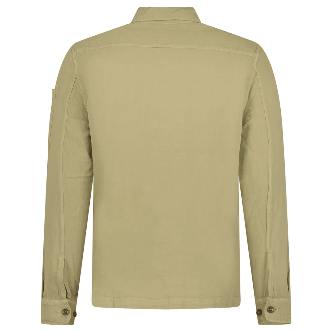 CP Company Broken Linen/Cotton Overshirt in Sage Green